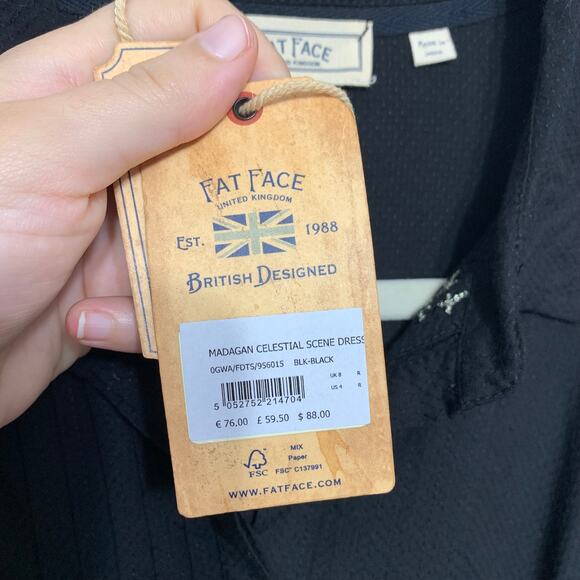 Fat Face Madagan Celestial Long Sleeve Dress NWT Sz 4 Embroidered Knee Length - Picture 4 of 10